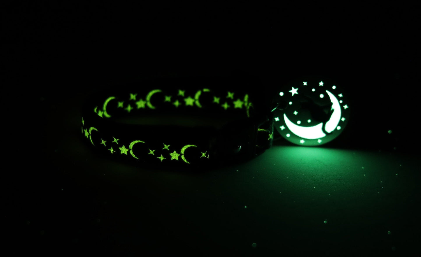 Gold Moons and Stars on Bright Pink Cat Collar