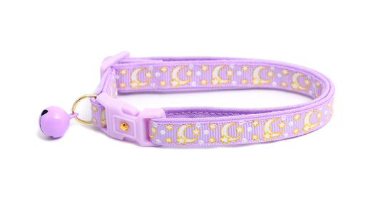 Gold Moons and Stars on Pastel Purple Cat Collar