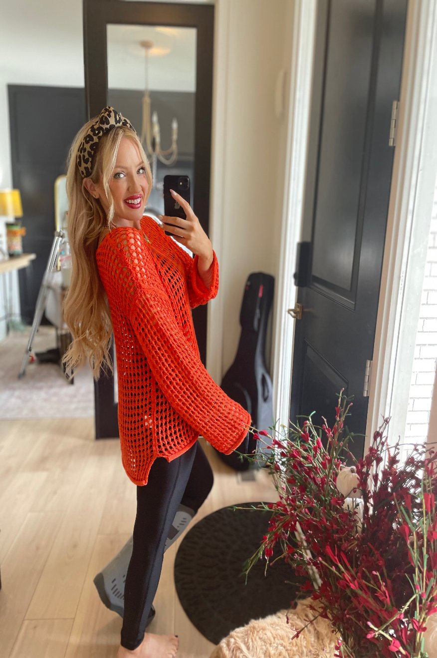 Orange Open Knit Sweater