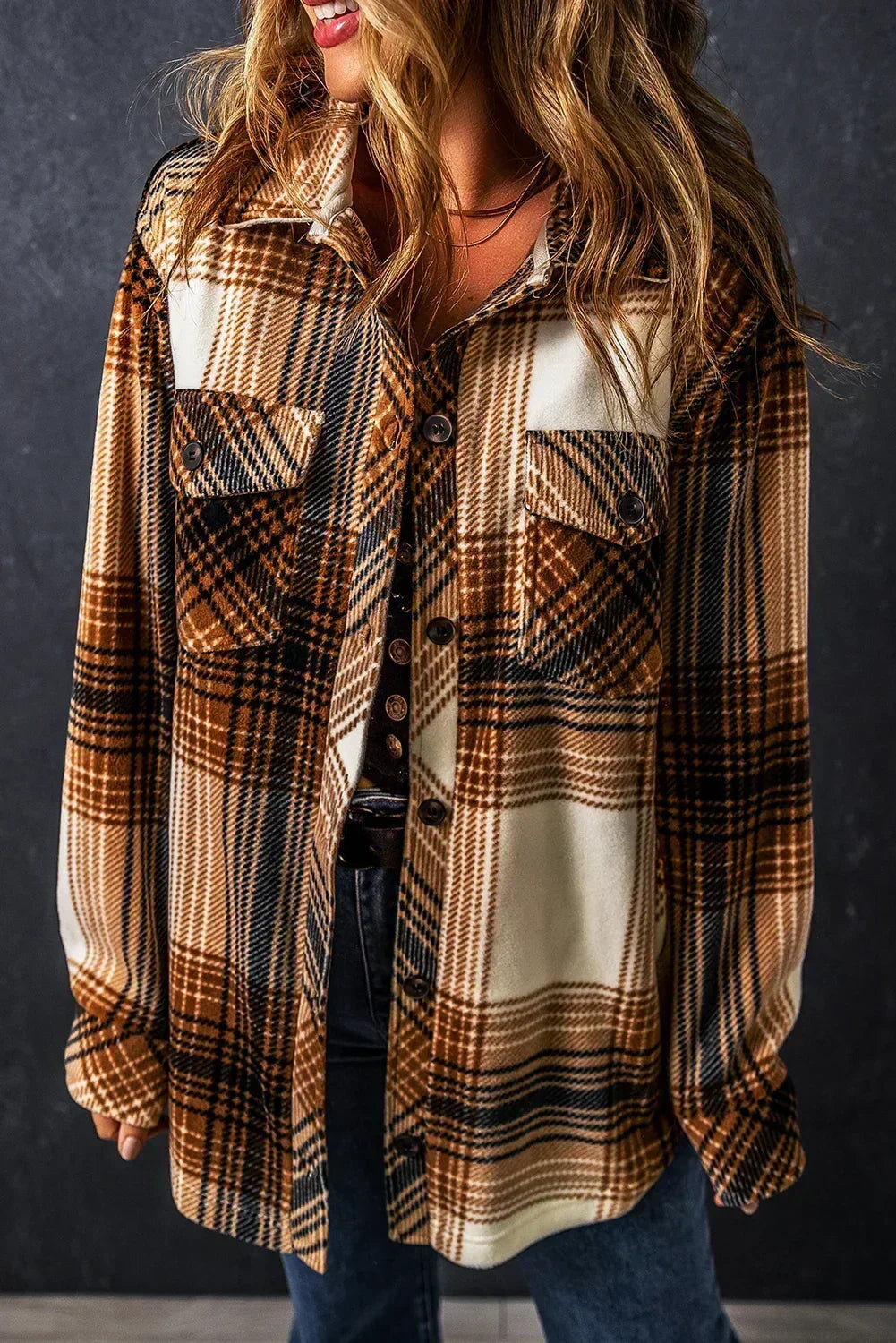 Multicolor Plaid Print Flap Pocket Shacket – Femstylo