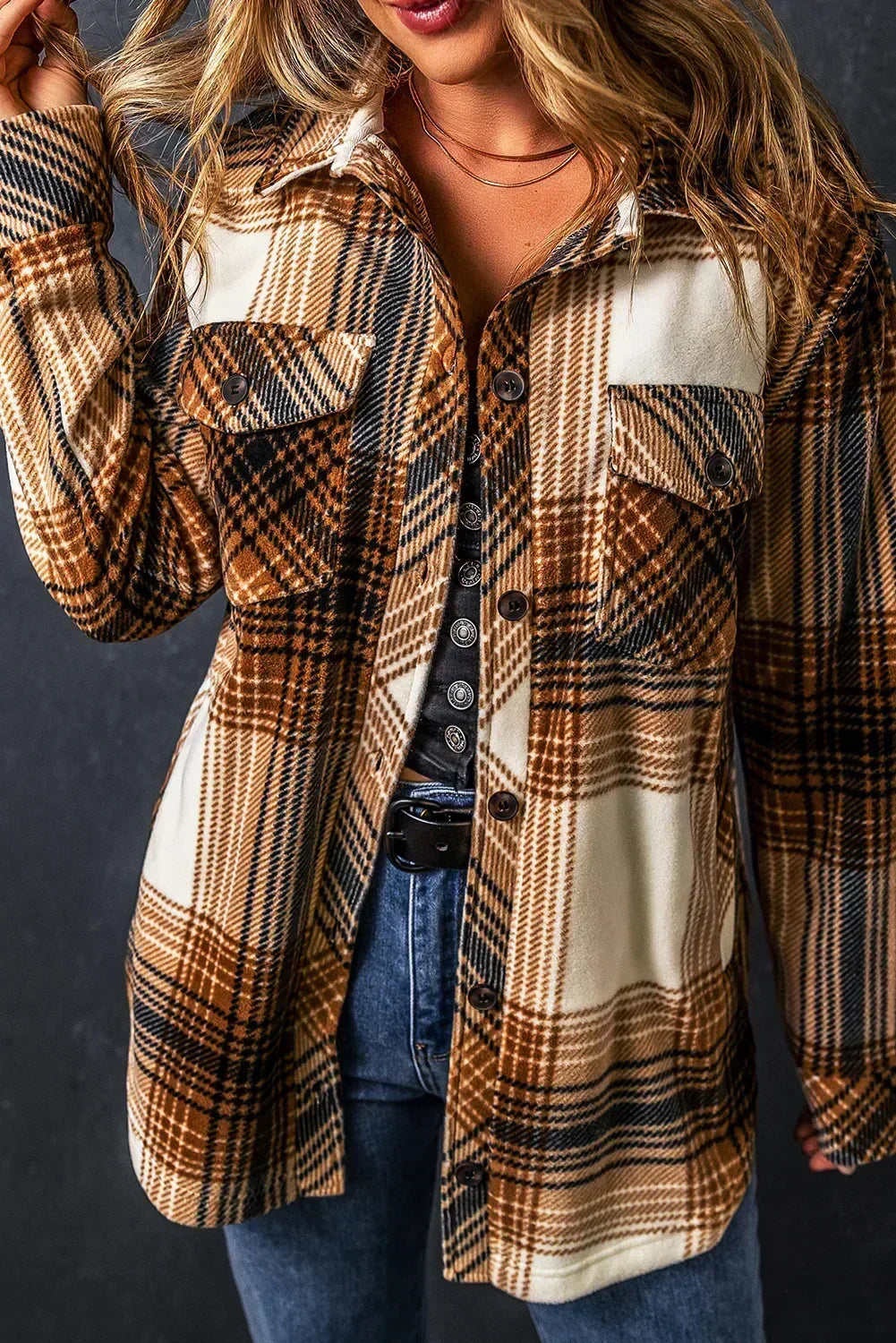 Multicolor Plaid Print Flap Pocket Shacket – Femstylo