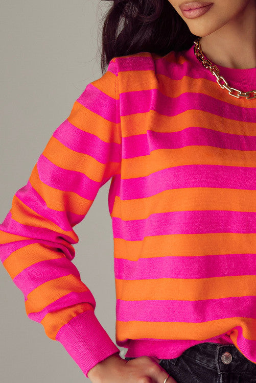 80s Pink & Orange Shoulder Sweater