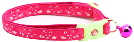 Glowing Cat Faces Breakaway Cat Collar