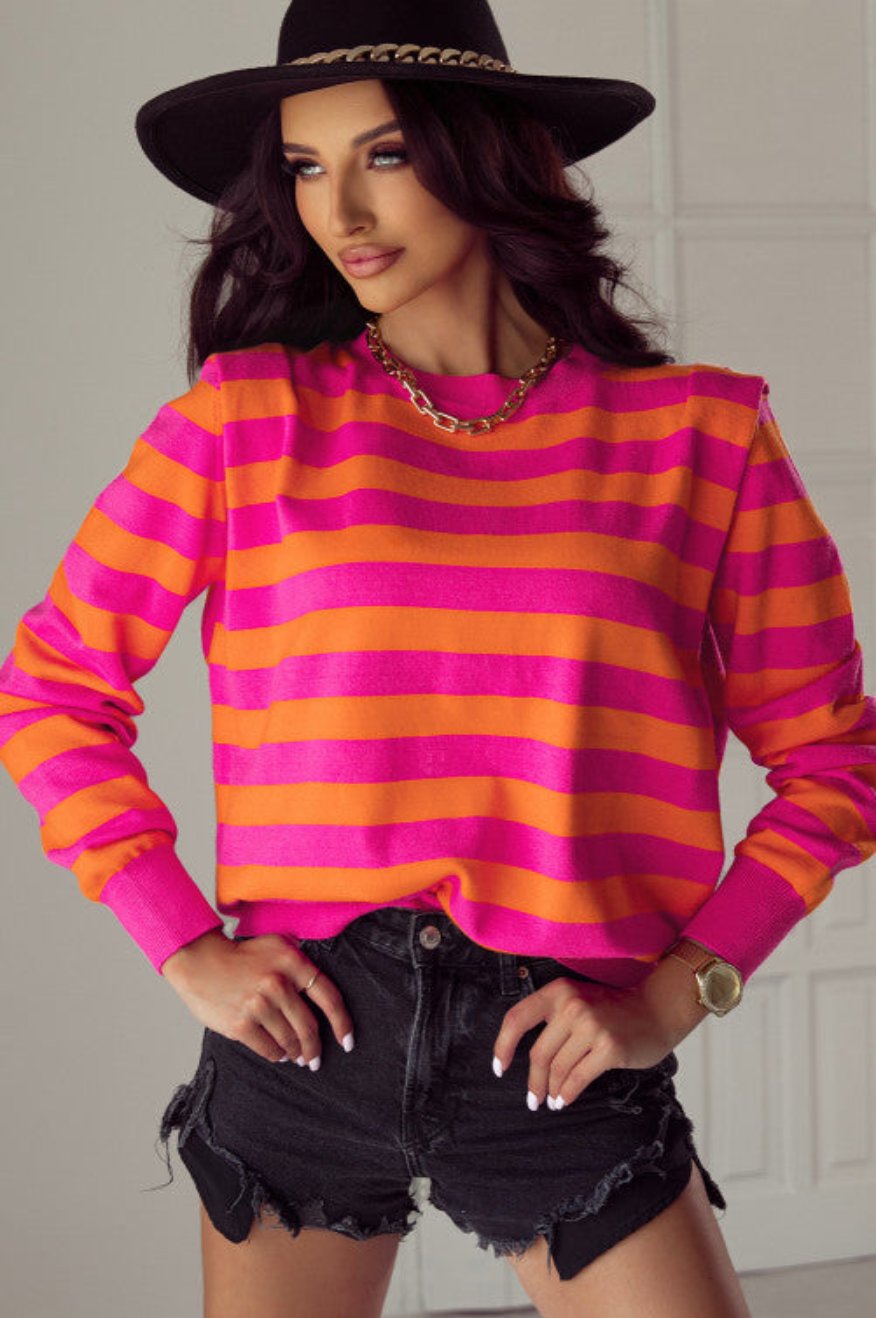 80s Pink & Orange Shoulder Sweater