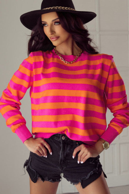 80s Pink & Orange Shoulder Sweater