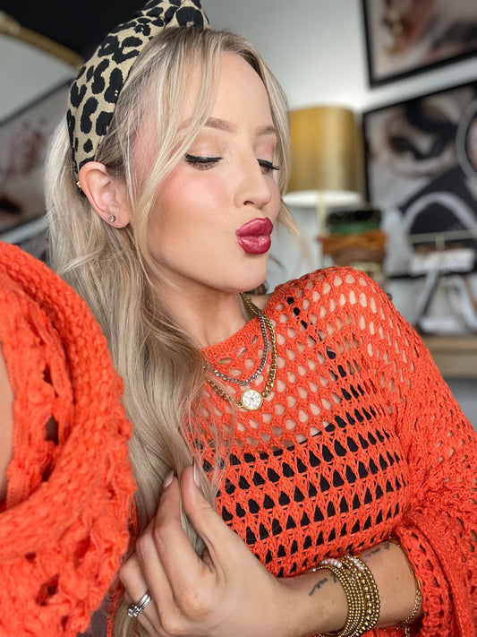 Orange Open Knit Sweater