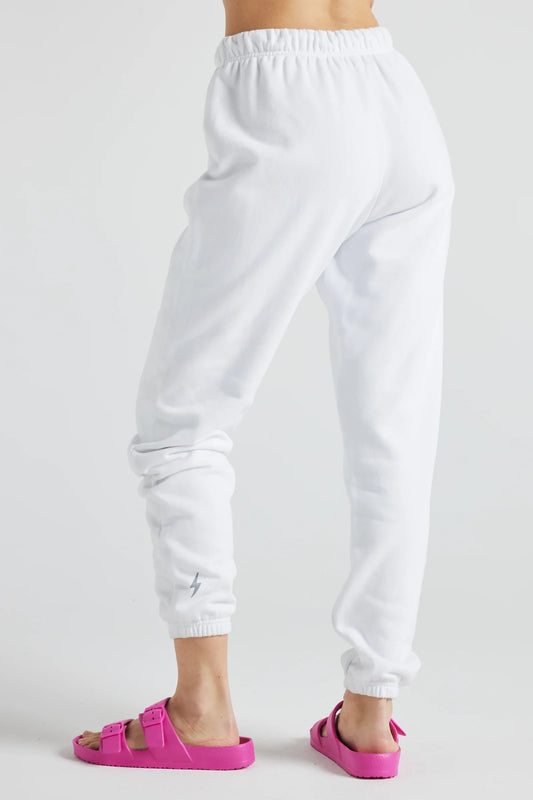 Electric Fleece Joggers in White
