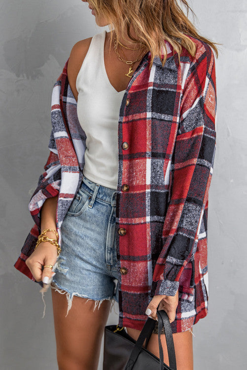 Red White and Blue Plaid Shacket