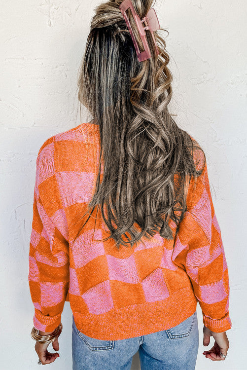 Orange You Glad Checkered Cardigan