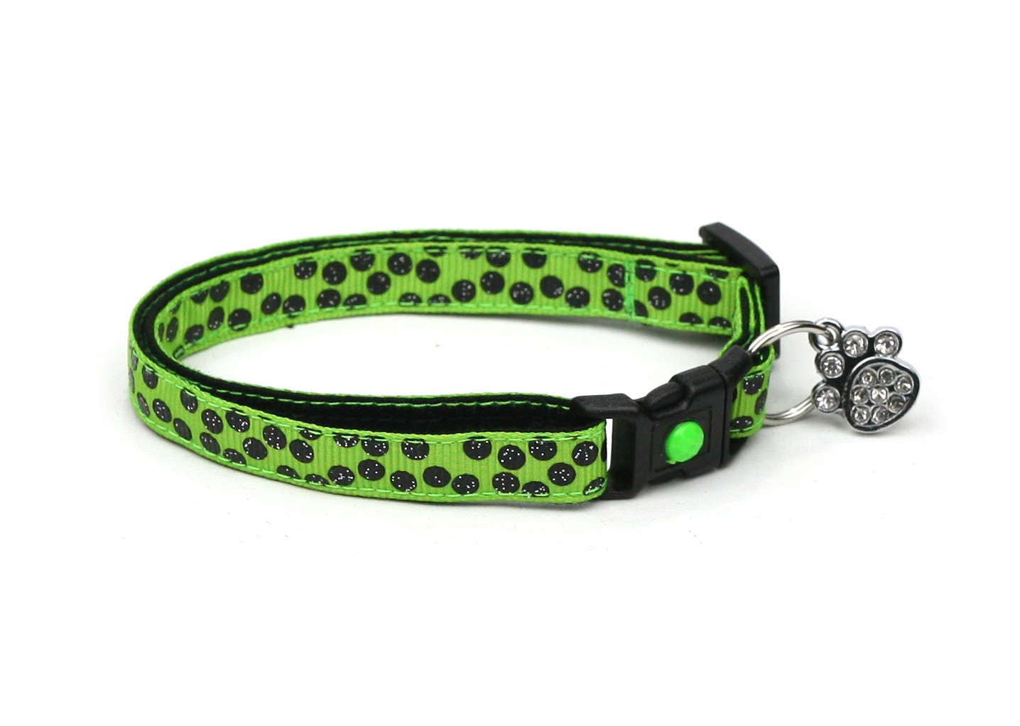 Black Dots on Bright Green Cat Collar