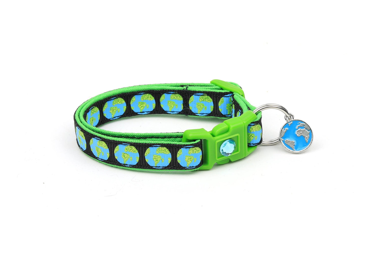 Earth on Black Cat Collar