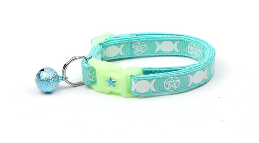 Witch's Familiar on Aqua Cat Collar