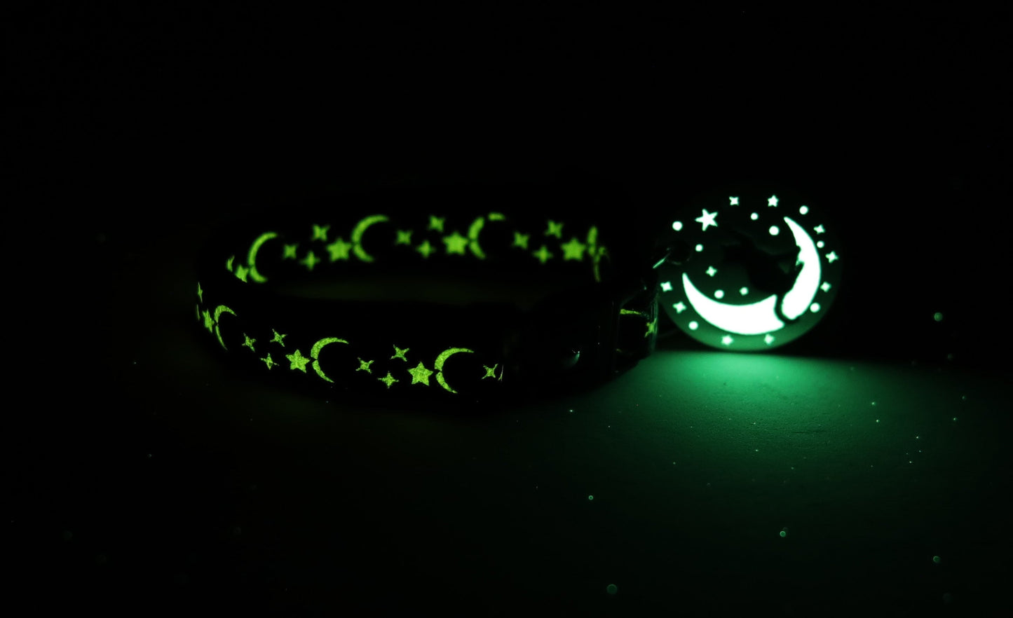 Silver Moons and Stars on Blue Cat Collar