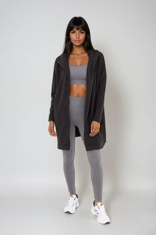 Cozy Comfort  Zip Up Hoodie Jacket  Black